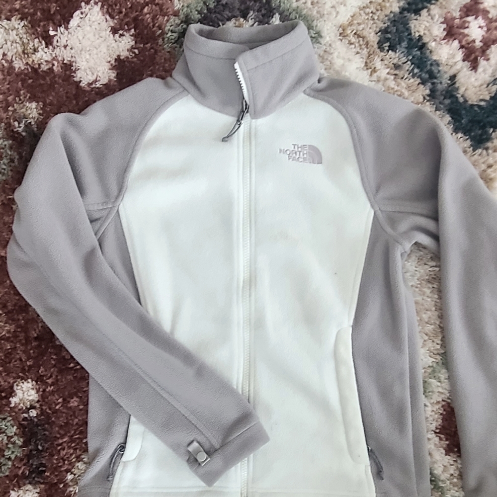 North Face White Zip Up Jacket